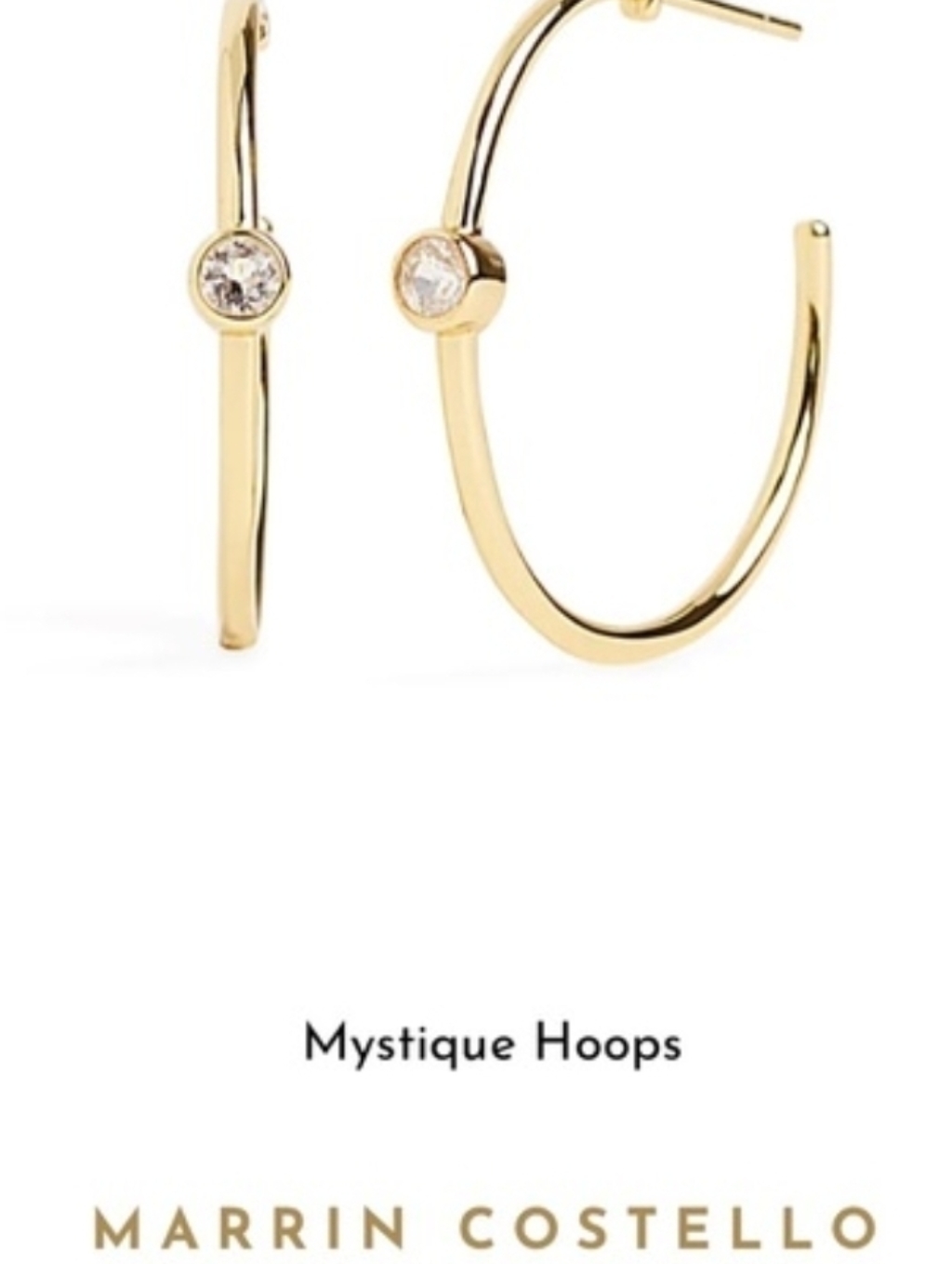 New Marrin Costello Curateur Hoop Earrings 14k Gold Plated Sterling Silver Topaz
